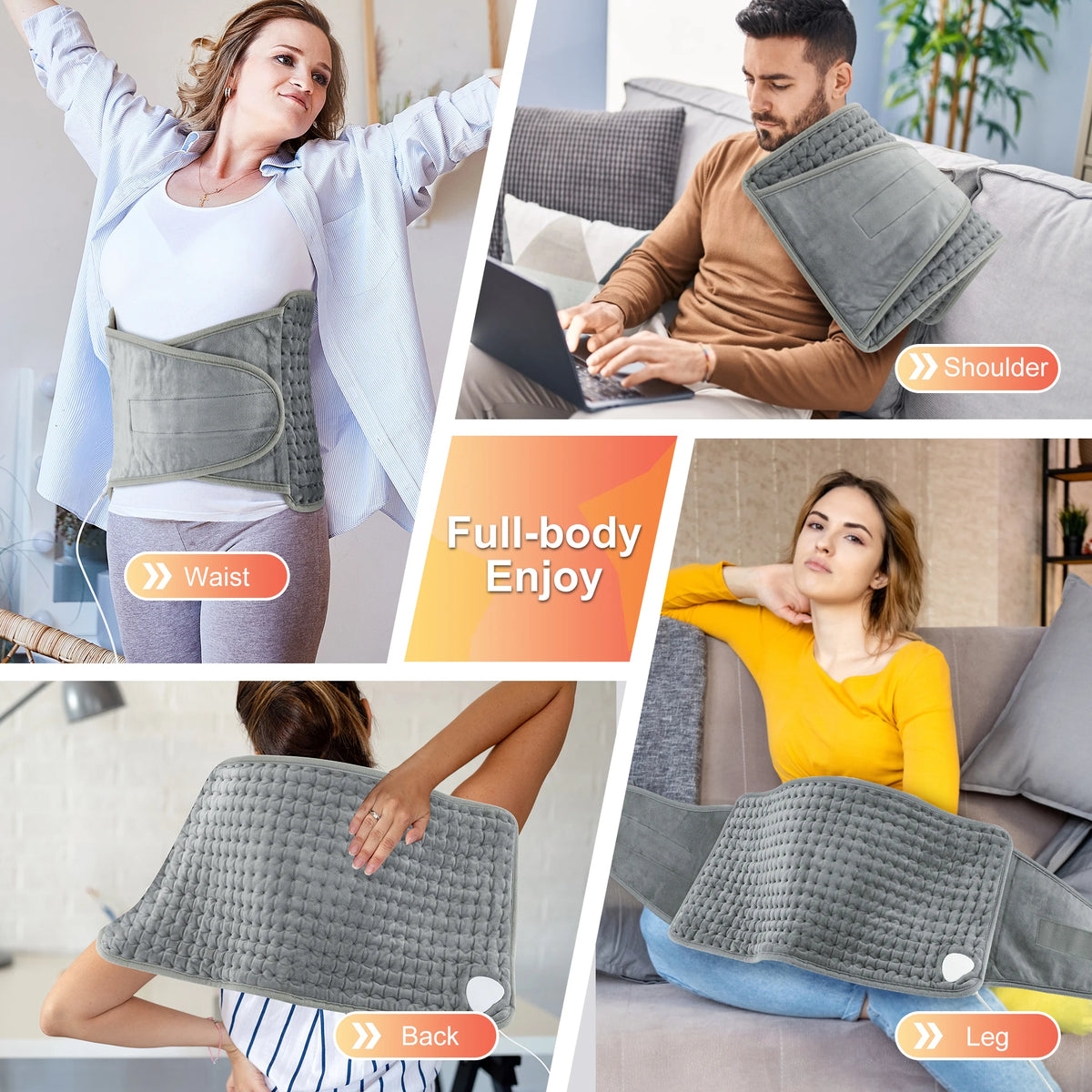 Electric Heating Waist Belt Portable Thermal Pad Office Home Adjustable Temperature Lumbar Belt Warming Abdomen Back Hand Warmer