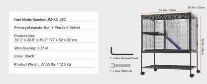 SucceBuy 64.6" Rolling Metal Ferret Cage Large 4-Tier Critter Nation Cage Small Animal Cage for Rats Hamster Guinea Chinchilla