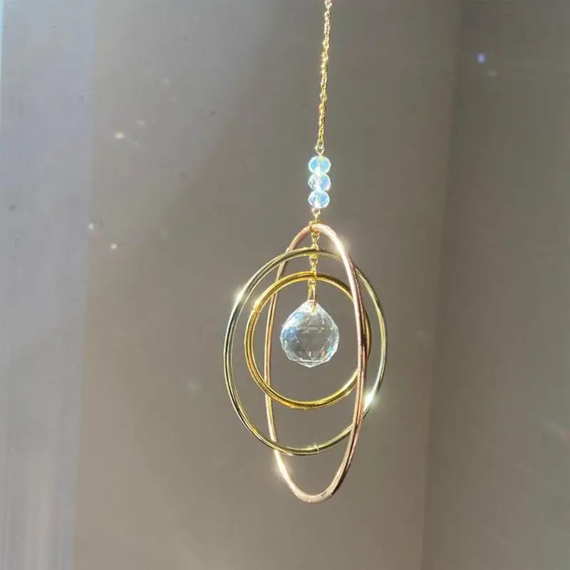 Suncatcher Hanging Crystal Moon Catcher Pendants Wind Chimes Rainbow Prism Window Drop Bell Christmas Tree Home Decor