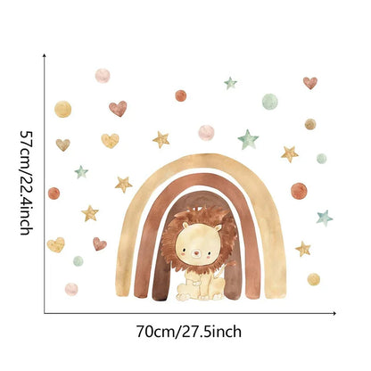 Cute Forest Animals Wall Stickers for Kids Rooms Children Boys Girls Baby Room Decoration Nursery Wallpaper Vinyl Elephant Lion