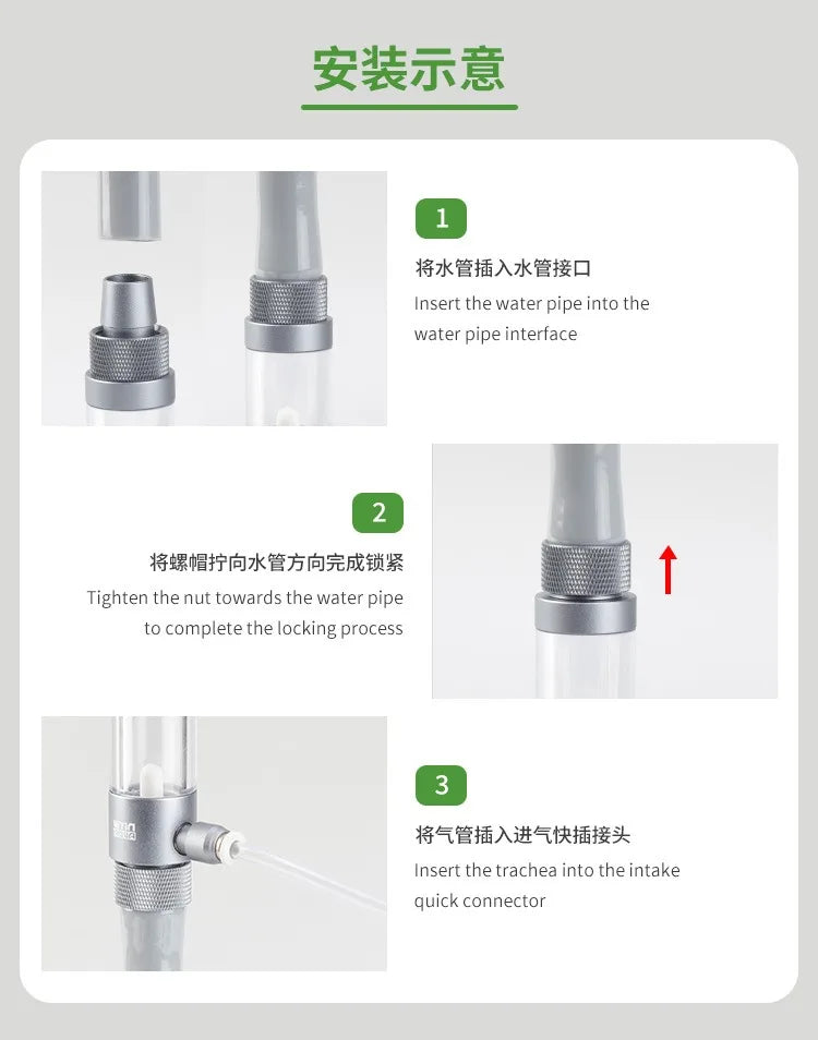 Aquarium CO2 Diffuser Observable Quick Insertion Anti Reflux CO2 External Nebulizer Fish Tank External CO2 Nebulizer Diffuser