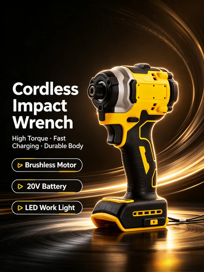 Professional Compact Brushless Impact Driver High Torque Rechargeable Power Screwdriver DIY Carpentry Construction Tool