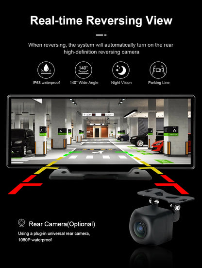 7/10.26" Wireless Carplay Screen for Car,5G Wifi Dash Cam 4K Car DVR,Android Auto Dual Lens GPS Navigation Video Recorder,FM AUX