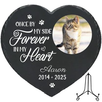 Personalized Pet Memorial Stone,Custom Cat Grave Marke Plaque With Photo&Name,Garden Slate Tombstone Pet Loss Remembrance Gift