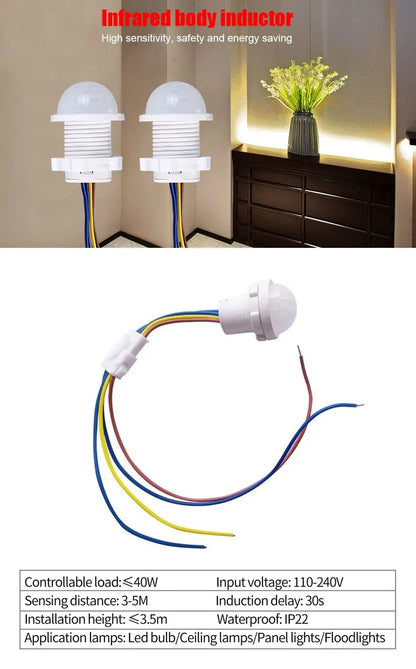 1/2PCS Smart PIR Sensor Detector Switch 110V 220V Human Body Infrared Motion Sensor Indction Auto On Off Light Switches