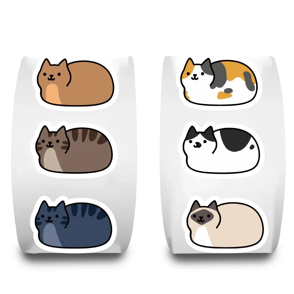 500PCS Kawaii Cartoon Cat Tuo Tuo Roll Stickers Skateboard Laptop Luggage Skateboard Phone Gift Waterproof Phone Cute Sticker ﻿