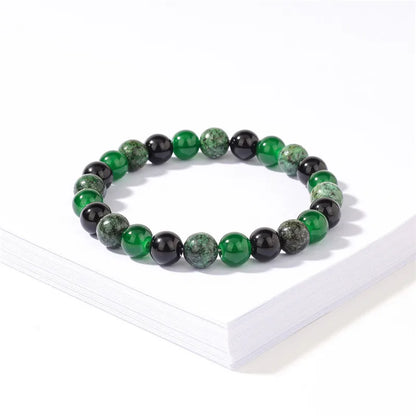 Fashionable 8mm Green Beaded Bracelet - Handmade Elastic Rope Bracelet - The Best Gift to Give