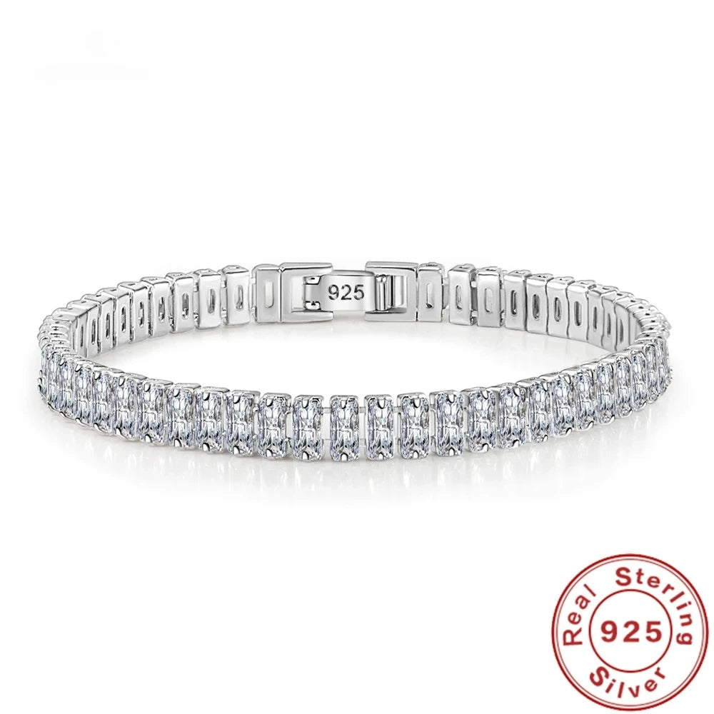 luxury designer 925 Silver fine Crystal Bracelet For Women fashion Jewelry Engagement Wedding Glamour 18CM