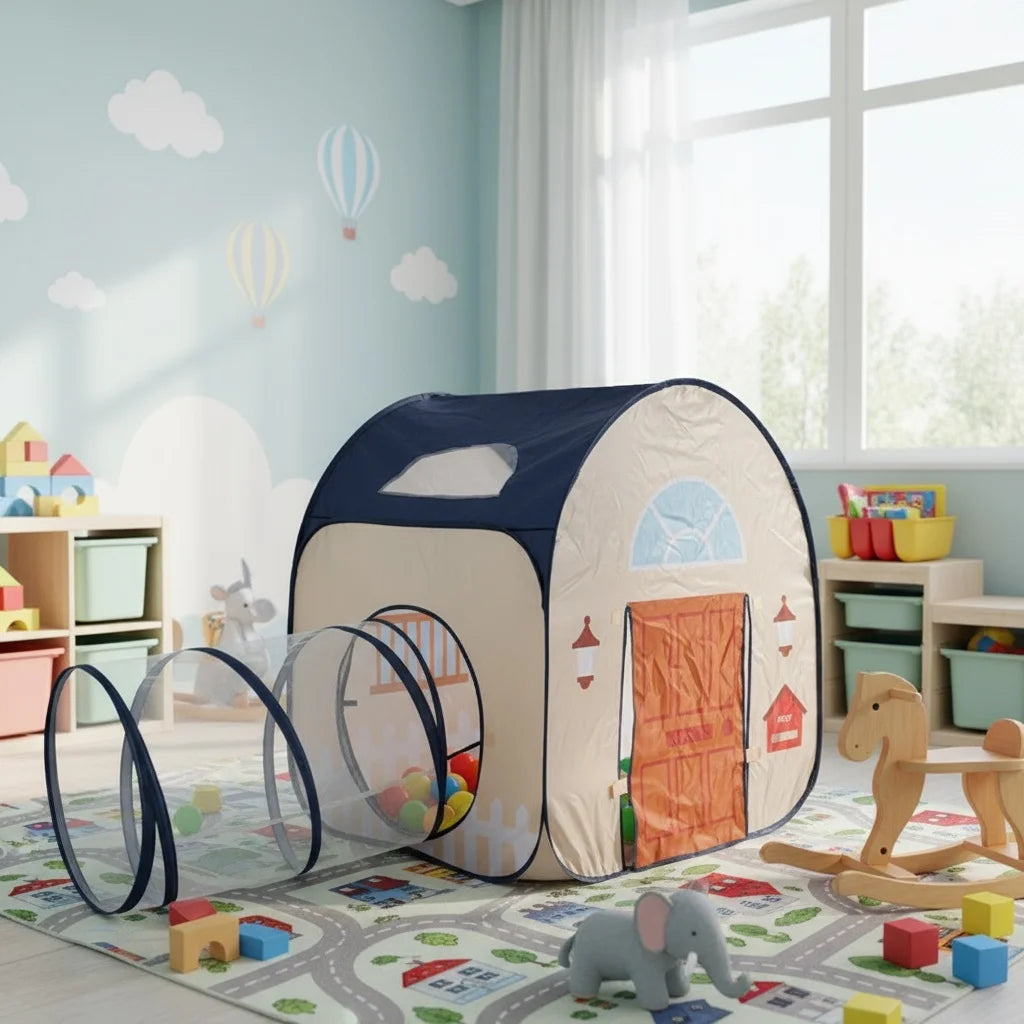 Fun Play Tent with Crawling Tunnel, Large Pop-Up Toy Castle Tent, Portable Toy Playhouse, Great Outdoor Party Tent and Beach Toys, Birthday/Christmas/Thanksgiving/Halloween Party Decorations, Holiday Gifts, Accessories Not In