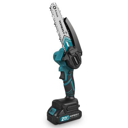 YOFIDRA 6 Inch Electric Chainsaw Cordless Oiler Garden Wood Cutting Logging Pruning Saw Power Tool For Makita 21V Battery Pin