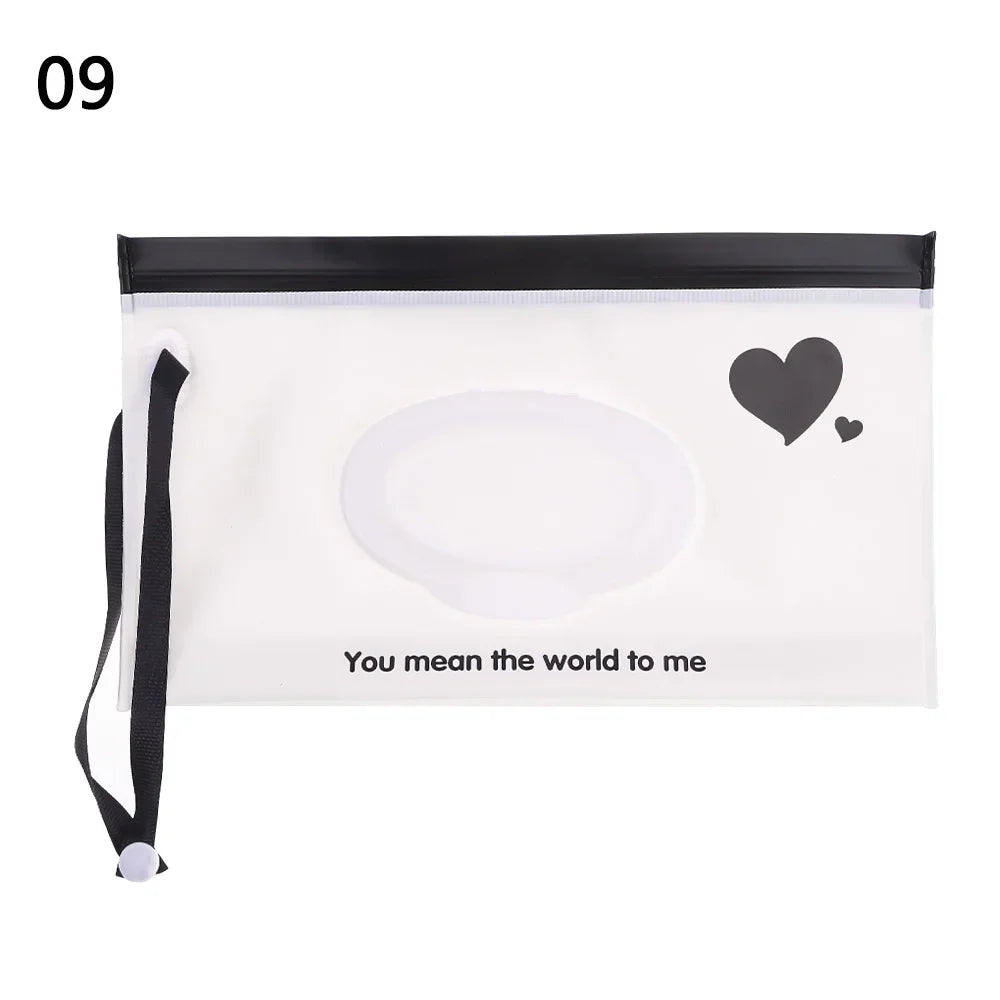 Cute EVA Baby Wet Wipe Pouch Wipes Holder Case Flip Cover Snap-Strap Reusable Refillable Wet Wipe Bag Outdoor Home Tissue Box