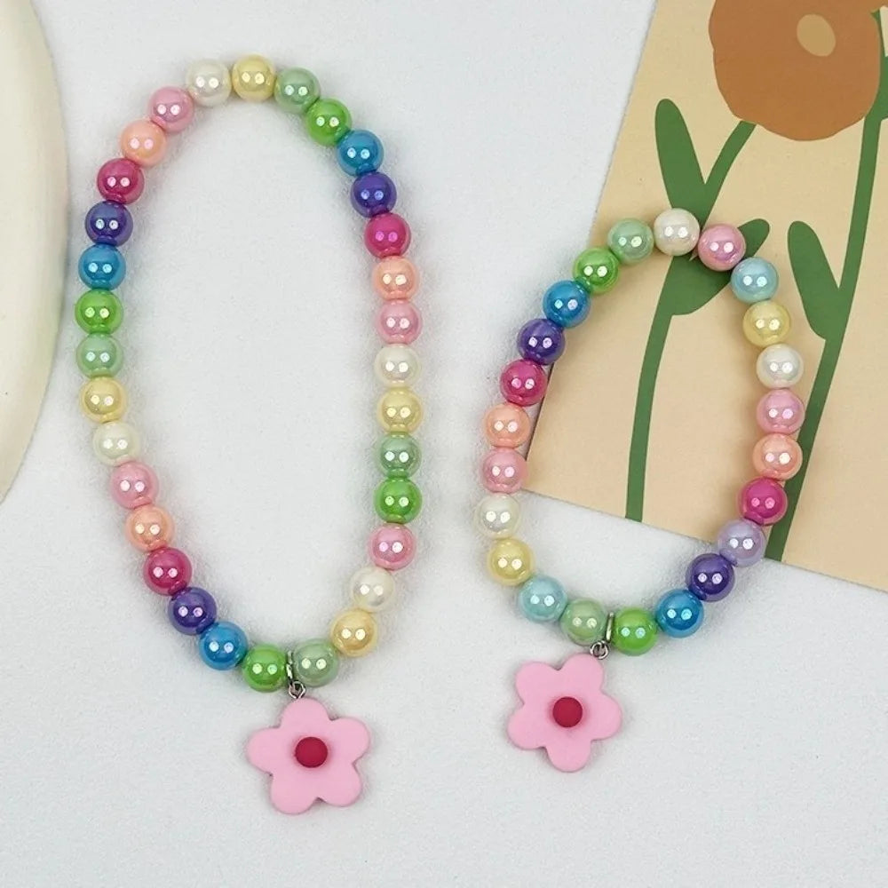 Cute Adjustable Beaded Cat Flower Pendant Candy Color Cat Pet Neck Chain Pet Jewelry Elastic Dog Cat Pet Collar Kitten Puppy