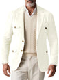 1970s Men's Suede Blazer Retro Slim Fit Two Buttons Multi Pocket High Quality Jacket Fashion Casual Sport Coat For Daily Wear