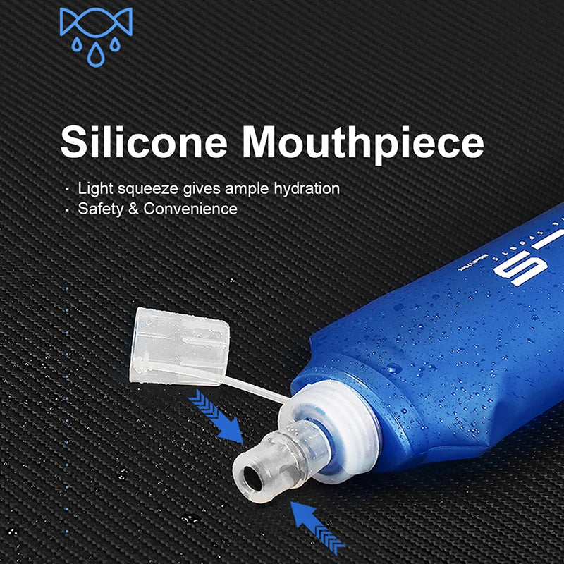 WRELS Outdoor Collapsible Silicone Bite Size Water Bottle Running Camping Hiking Travel Convenient Water Bottle 150ml 500ml 250m