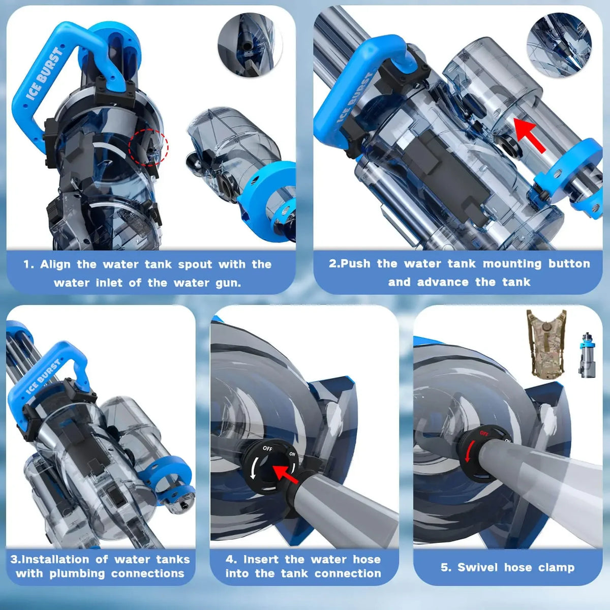 2025 The Strongest Gatling Electric Water Gun Toy, Summer Beach Pool Battle Light Shooting Water Gun Boy Adult Children Gifts