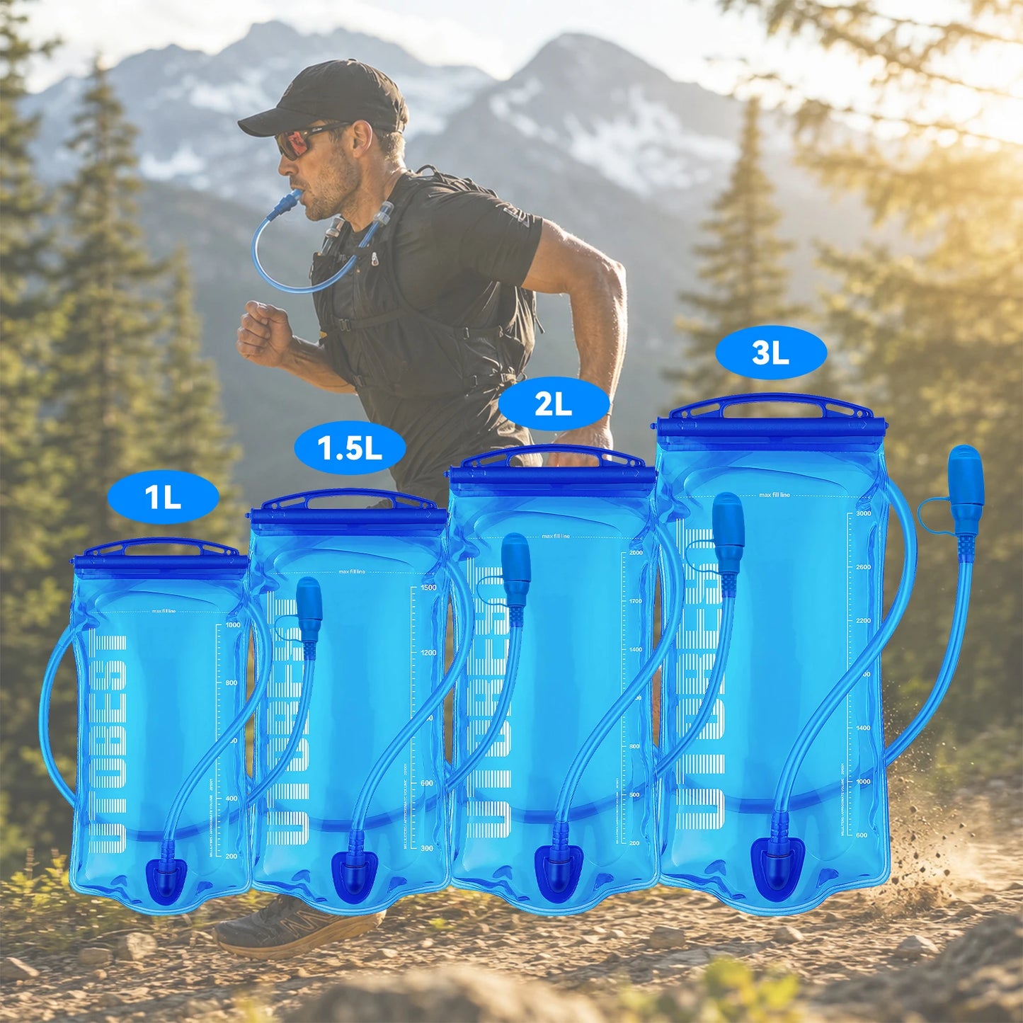 UTOBEST 1L/1.5L/2L/3L Hydration Bladder Water Reservoir Water Bag BPA Free for Running Cycling Hiking