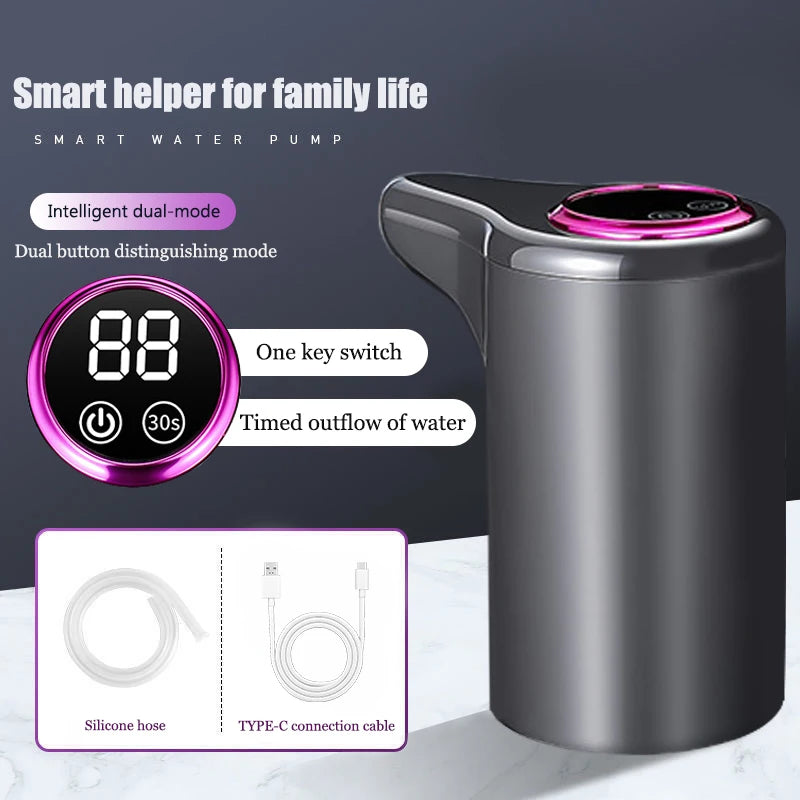 Electric Water Pump, Automatic Intelligent Household Bottled Purified Water Dispenser, USB Charging, Wireless Water Pump