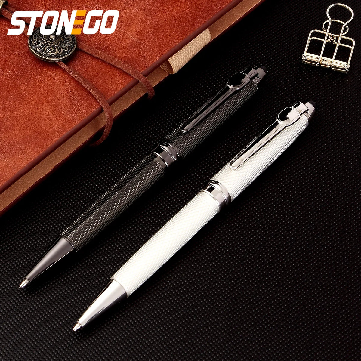STONEGO Classic Luxury Rollerball Pens, Stainless Steel Roller Ball Pen for Men Women, School, Office, Executive, Business