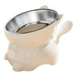 Elevated Stainless Steel Cat Bowl, Inclined Food & Water Dish with Cute Ear Stand, Neck Protection Design for Cats