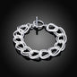Noble 925 Sterling Silver Square Solid Chain Bracelet for Women Men Charm Party Gift Wedding Fashion Jewelry