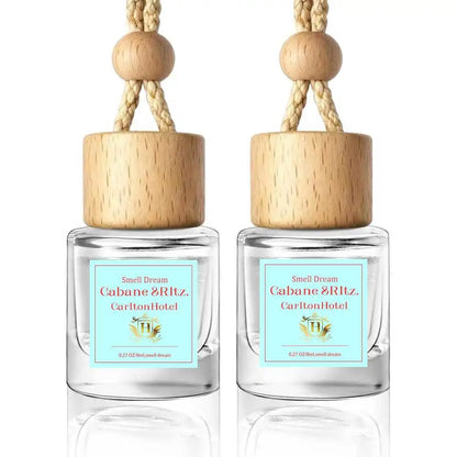 2 Pack Car Air Freshener Diffuser 2 Pack Hanging Air Freshener Diffuser - Vanilla Cream Fragrance Oil Air D iffuser for Car