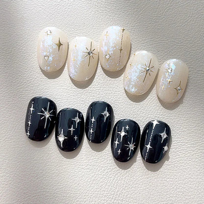 3D Star Nail Art Stickers Decals Self-Adhesive Metal Silver DIY Nail Stickers Decoration Decals Manicure Accessories