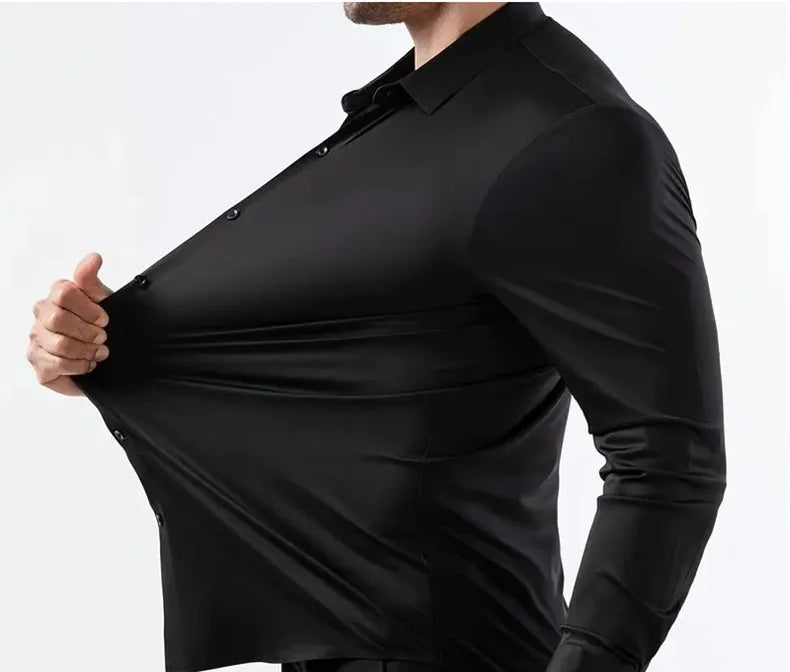Premium Men's Ultra Stretch Dress Shirts Long Sleeve High Quality Business Formal Wrinkle-free Soft White Social Male Clothing