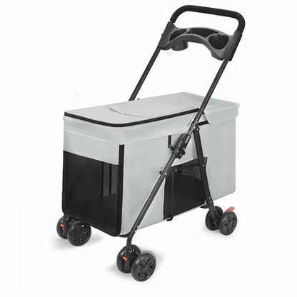 Medium To Large Dog Pet Stroller Multifunctional and Foldable Suitable for Outdoor Travel, Large Size for Commuting and Portable