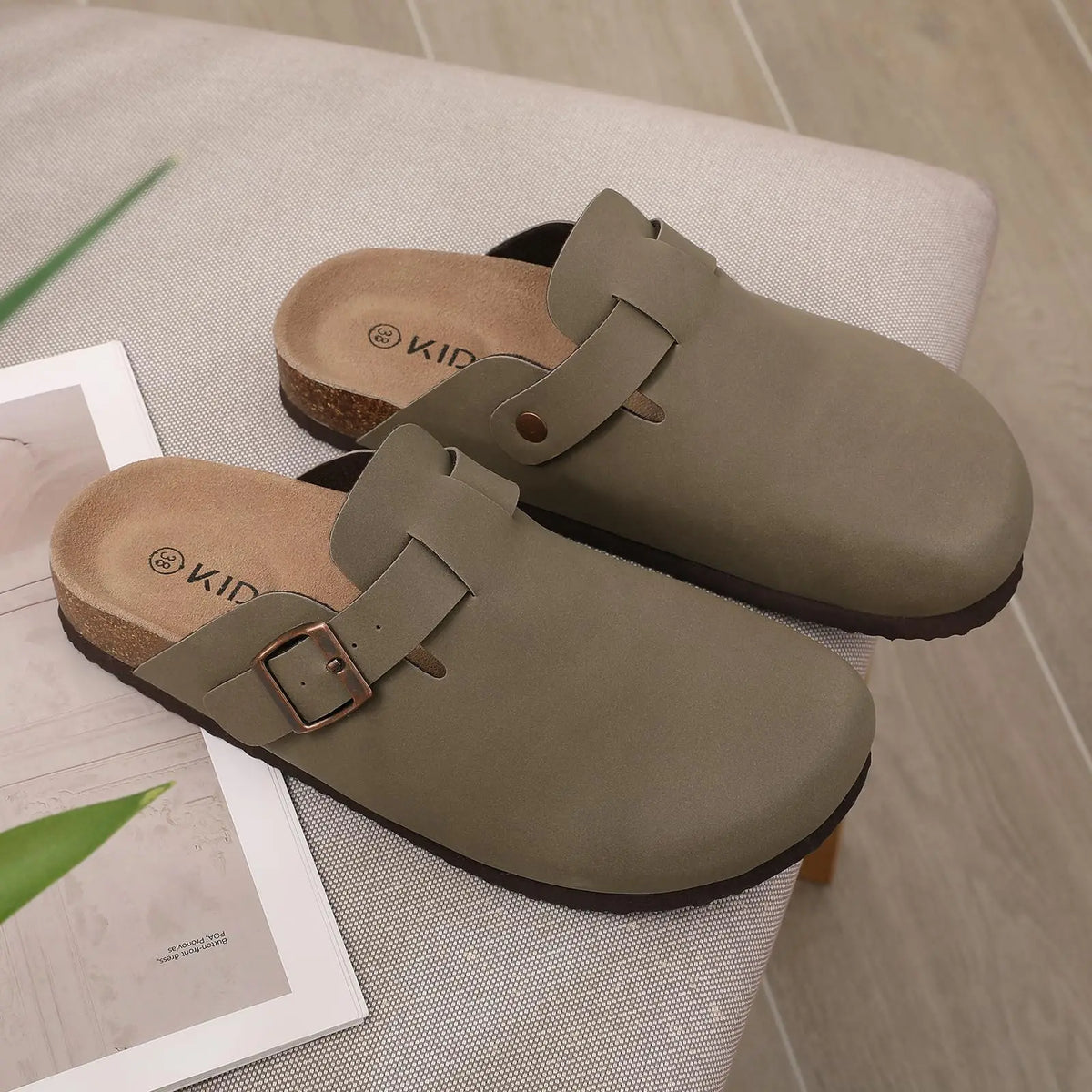 Shevalues Men's Suede Clogs Soft Leather Mules Men New Summer Men Cork Sandals Comfort Slip On Unisex Clogs With Arch Support