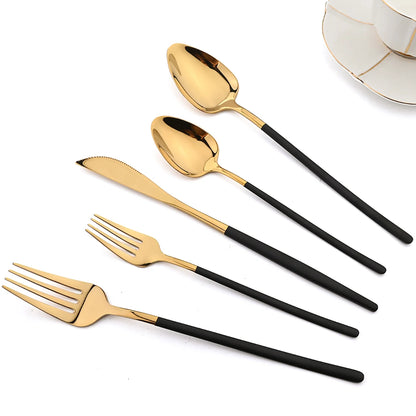 24pcs Christmas Dinnerware Set Stainless Steel Cutlery Set Gold Western Tableware Fork Knife Spoon Flatware Set Silverware Set