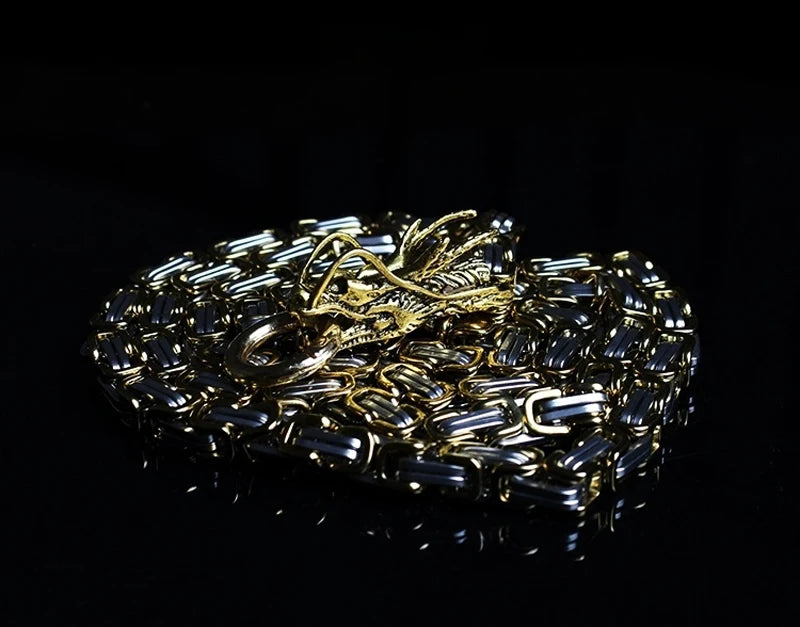EDC Self Defense Whip Titanium Steel Necklace Fashion Chain Waist Dragon Head Pendants Bracelets Boy Gadgets For Men Cool Gifts