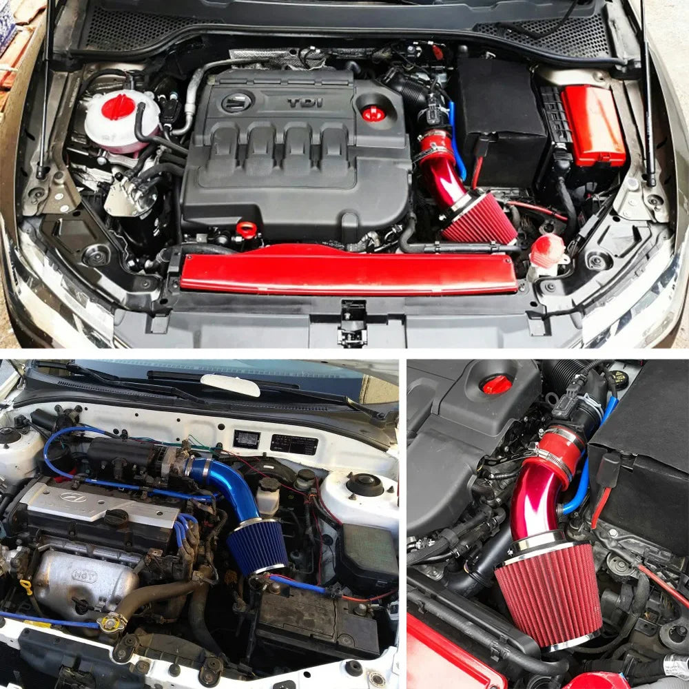 Car Modified High Flow Air Filter Mushroom Head Universal Air Filter 76mm Refitted Winter Cold Air Filter Intake Pipe Kit