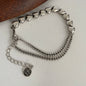 100% Solid 925 Sterling Silver Metal Bracelet for Women Vintage Handmade Simple Retro Heart Chain Bracelet Birthday Gift Party