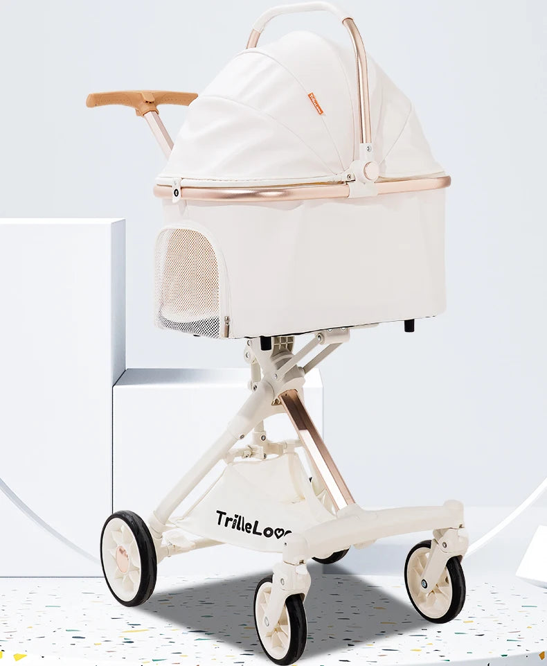 Luxury PU leather pet stroller,Car Pet Basket,lightweight Foldable Dog Travel Stroller,Portable Outdoor Cat and Dog Stroller