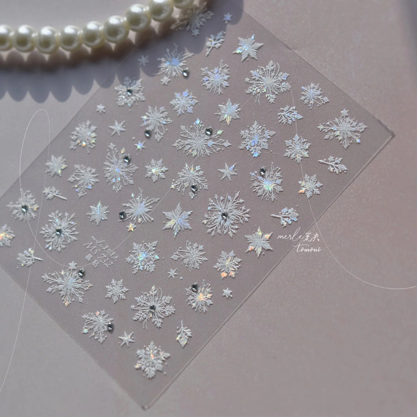 5D Laser Christmas Nail Stickers Crystal Diamond Nail Stickers Retro Gilded Snowflakes Self Adhesive Nail Art Decoration Sticker
