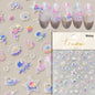 Colorful Bagful Jellyfish Bubbles Swimming Rings Rainbow Stars Ocean Starfish Self Adhesive 5D Nail Art Sticker Manicure Decal