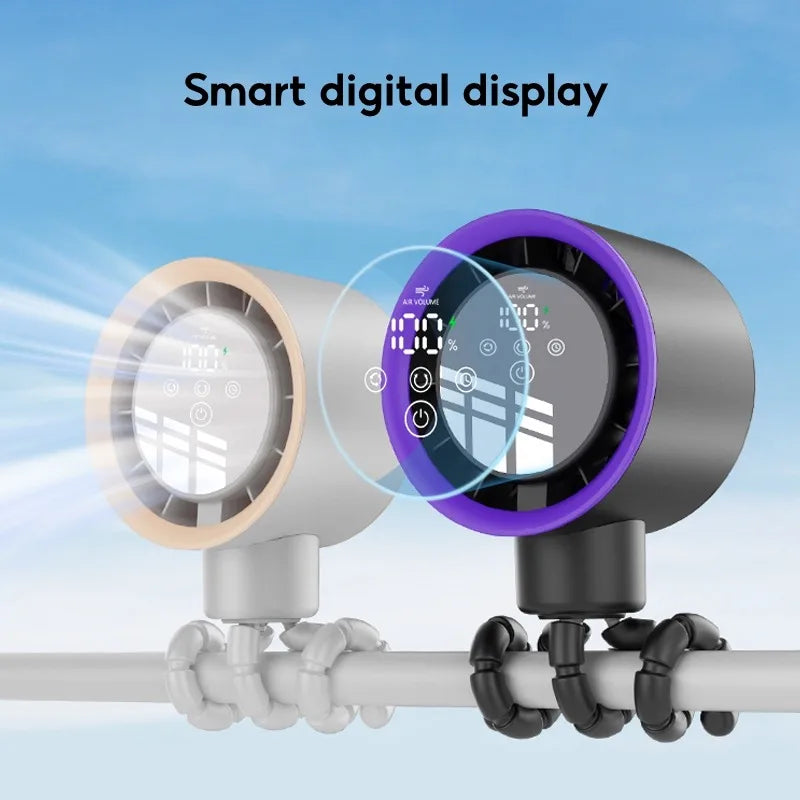 Eary Portable Desk Octopus Fan With 4000mAh Battery 100 Speeds Wind Digital Display Stroller Fan Personal Summer Air Cooling Fan