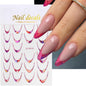 3D Gold Stamping V-Shaped French Tips Nail Art Stickers Retro Metal French Line Nail Decals Chrome Curved Strip Nail Decoration