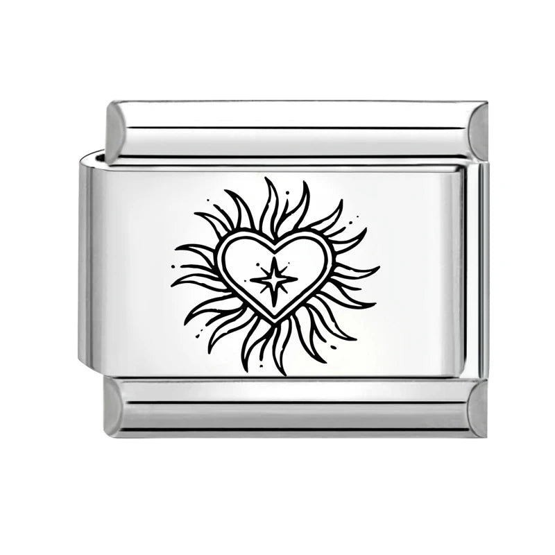 Laser Engraving Cute Cartoon Black Playing Cats Italian Charm Links Fit 9mm Stainless Steel Bracelet Men Women DIY Making Gifts