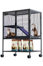 Metal Small Animal Cage, 36'' H Multi-Level Ferret Cage for Small Animals - Large Hamster Cage with Ramp, Storage Stand, Removable Tray for Chinchilla, Rabbit, Guinea Pigs, Hedgehog, Gerbil