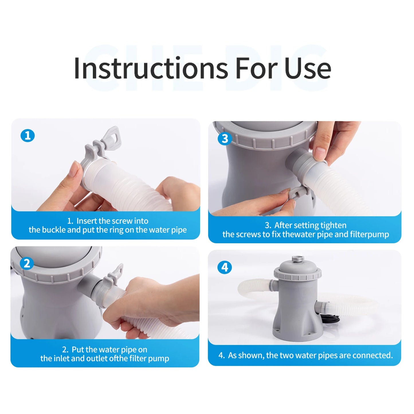 Pool Filter Pump 330 GPH Paddling Pool Electric Pump With 2 Pool Filter Cartridge Pool Pumps Above Ground Small Pool Filter Pump