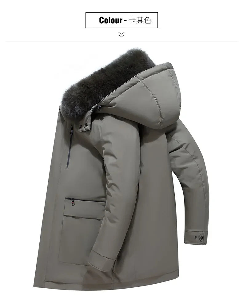 Winter New Arrived Men Thickened Down Jacket -30 Winter Warm Down Coat Jacket Men Fashion Long White Duck Hooded Down Parkas