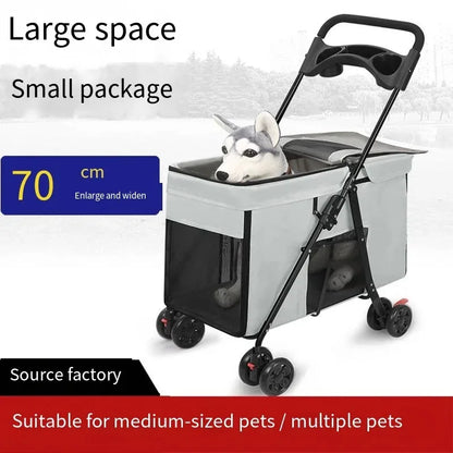 Medium To Large Dog Pet Stroller Multifunctional and Foldable Suitable for Outdoor Travel, Large Size for Commuting and Portable