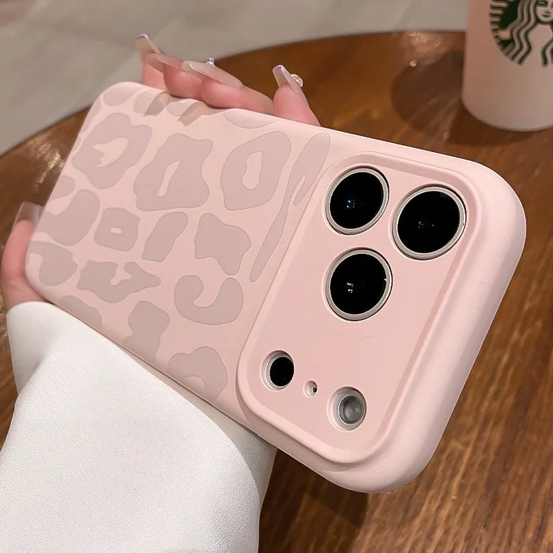 Leopard Pattern Liquid Silicone Case for iPhone 17 16 Pro Max Air 14 15 Plus 12 Camera Control Button Soft Shockproof Cover