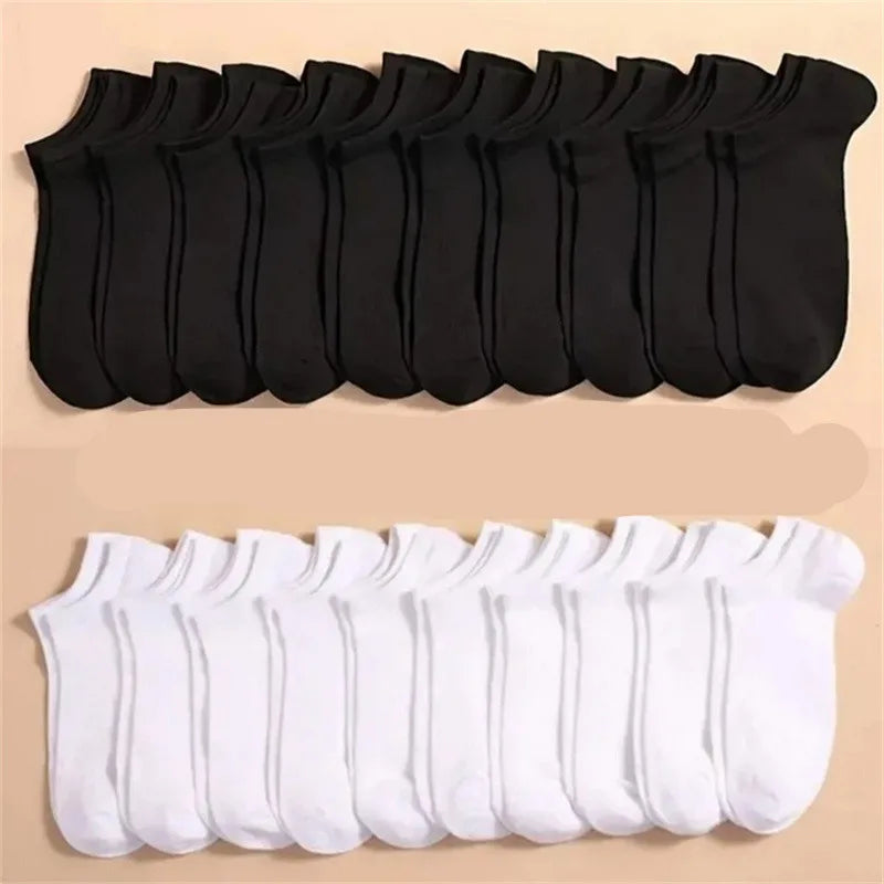5/10/20 Pairs White Casual Breathable Socks Boat Socks For Women Men Invisible Low Cut Silicone Non-slip No-show Ankle Socks