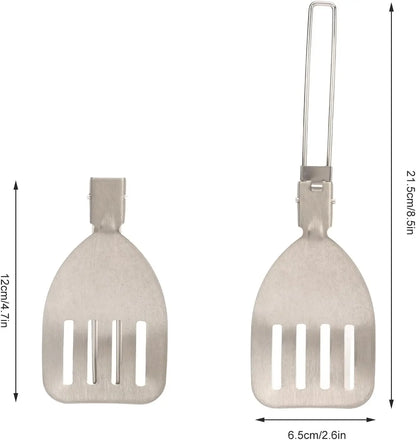 Folding Spatula Spoon Shovel Food Turner Portable 304 StainlessSteel Outdoor Camping BBQ Cooking Tableware Picnic Supplies ﻿