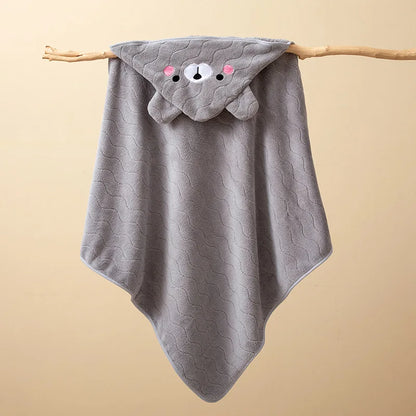 Toddler Bathrobe Infant Bath Towel Boy Girl Blankets Swaddle With Hood Cartoon Coral Fleece Towel Blanket Newborn Kids Bedding