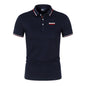 Men'S Casual Short Sleeve Polo Shirt DAF Logo Print Striped Color Block Sporty Style Collared Golf Shirt For Summer