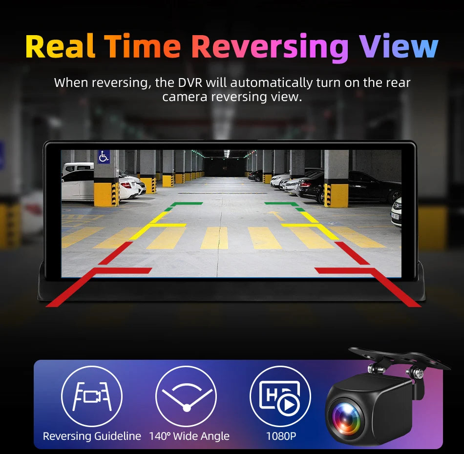 Srnubi 10.26 inch 4K ADAS Car DVR with 360° Rotation Dash Cam Wireless Carplay Android Auto Mirror Link BT WIFI AUX FM Dashboard