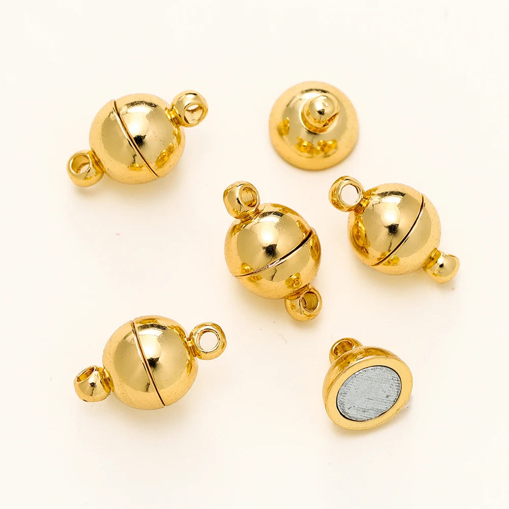 4/6pcs/lot 8*14MM 14K/18K Gold Plated Metal Brass Magnetic Bracelet Clasp Beads for DIY Jewelry Making Findings Accessories